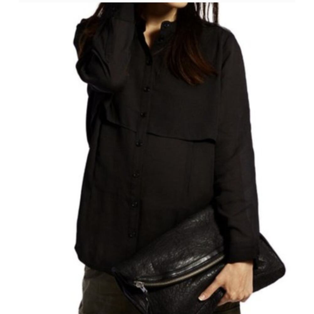 Loyal Hana Jenni XS Polyester Button Front Nursing Black Top